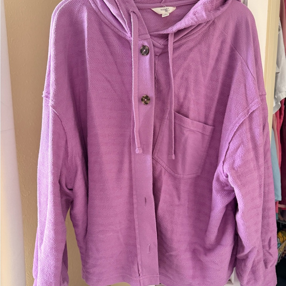 Terra & Sky Lavender Hooded Cardigan